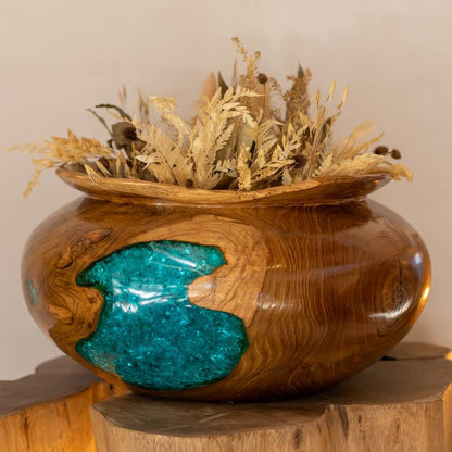 vaso decorativo madeira teca resina loja artesintonia bali indonesia casa artesanato 03