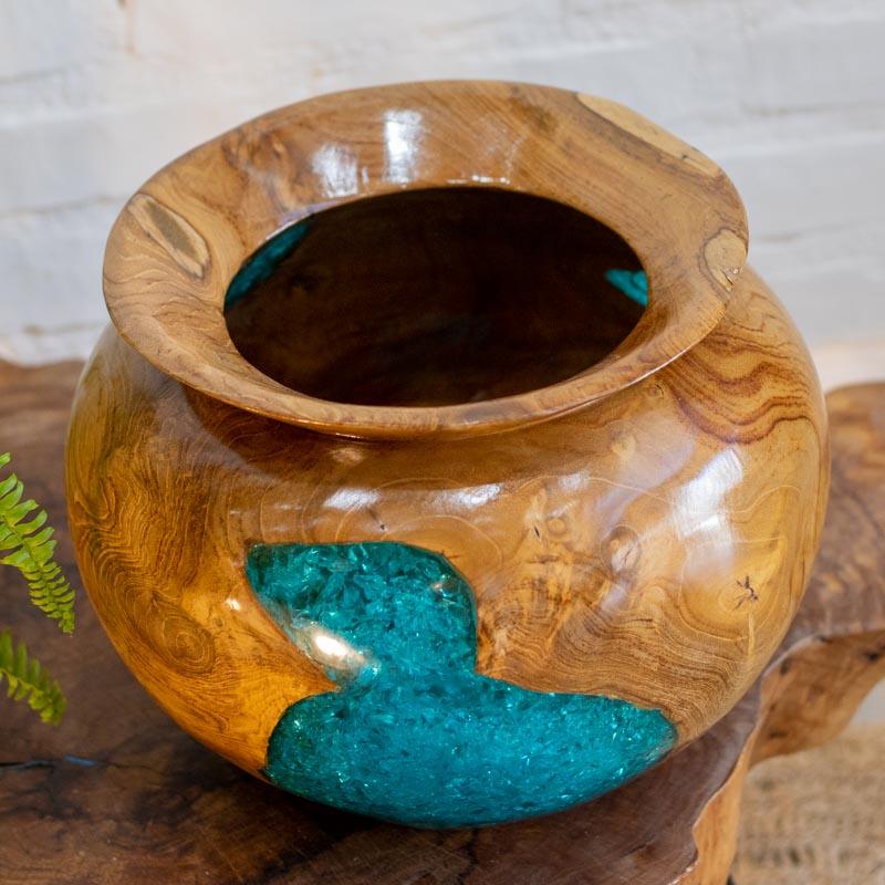 vaso decorativo madeira teca resina loja artesintonia bali indonesia casa artesanato 05