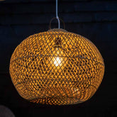 luminária teto rattan fibra natural decoração ferrugem boho elegância design bali indonésia artesanato trama loja artesintonia 01