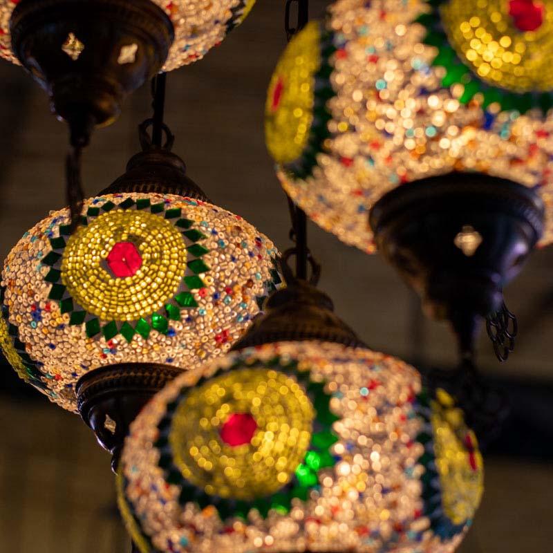 luminaria lustre turco decoração iluminação artesanato vidro mosaico núcleos tradição cultura loja artesintonia luzes 02