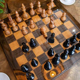 jogo tabuleiro xadrez madeira resina artesanal brasil decoracao casa escritorio partida estrategia loja artesintonia 03