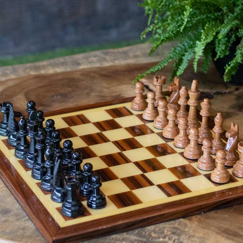 jogo xadrez madeira resina artesanal brasil decoração casa escritorio partida estratégia loja artesintonia 03