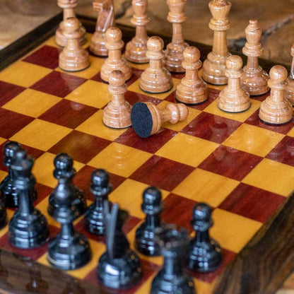 jogo xadrez madeira resina artesanal brasil decoração casa escritorio partida estratégia loja artesintonia 02
