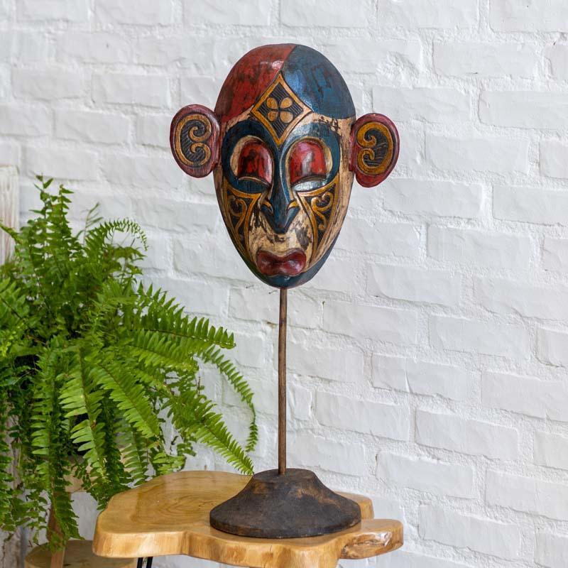 mascara lutador borneo asia tradicao cultura decoracao casa exotica escultura madeira albizia bali indonesia loja artesintonia 01 