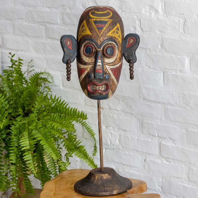 mascara lutador borneo asia tradicao cultura decoracao casa exotica escultura madeira albizia bali indonesia loja artesintonia 11