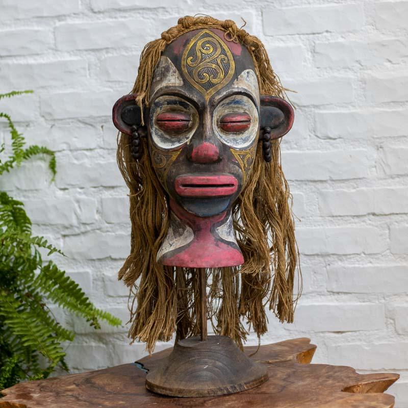 mascara decorativa borneo asia tradicao cultura decoracao casa exotica escultura madeira albizia bali indonesia loja artesintonia 09