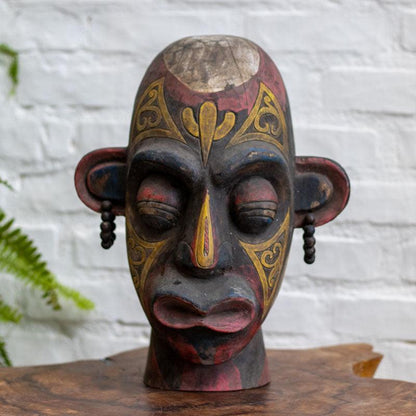 mascara decorativa borneo asia tradicao cultura decoracao casa exotica escultura madeira albizia bali indonesia loja artesintonia 10