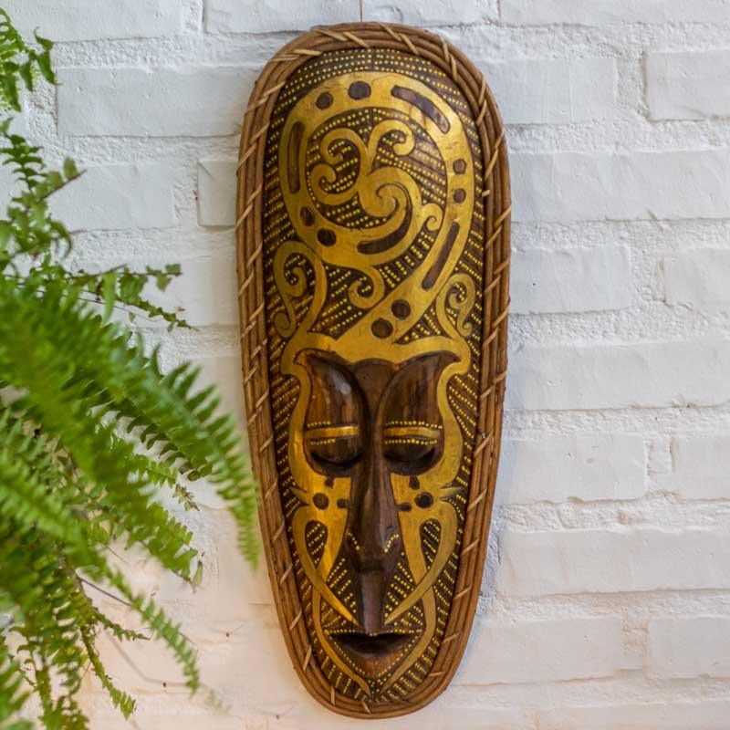 mascara decorativa borneo elementos bali indonesia madeira albizia rattan artesanato cultura tradicao loja artesintonia 03