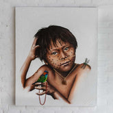 tela pintura quadro indigena yanomami crianca jovem artista matheuspereira brasil tribos cultura inovacao design decoracao casa parede loja artesintonia 01
