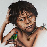 tela pintura quadro indigena yanomami crianca jovem artista matheuspereira brasil tribos cultura inovacao design decoracao casa parede loja artesintonia 02