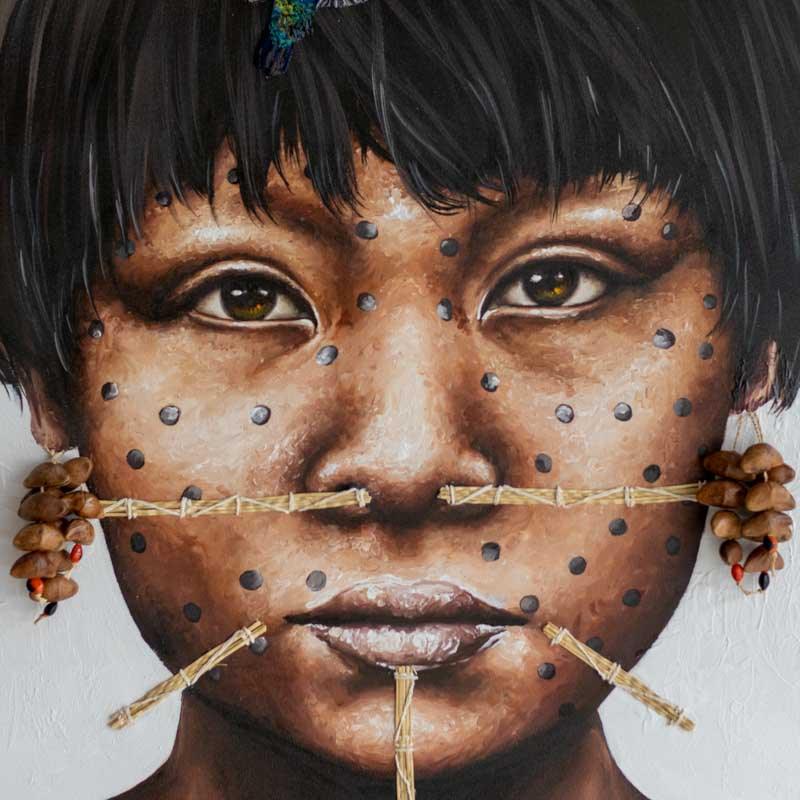 tela pintura quadro indigena yanomami crianca jovem artista matheuspereira brasil tribos cultura inovacao design decoracao casa parede loja artesintonia 10
