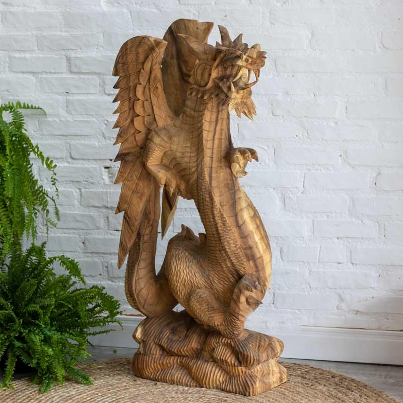 escultura dragao madeira entalhada suar bali mitologia mistico indonesia animais cultura oriental decoracao artesanal 01