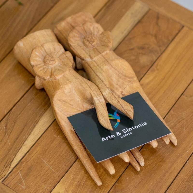 par escultura maos madeira bali indonesia porta cartoes aneis decoracao casa flor loja artesintonia 03