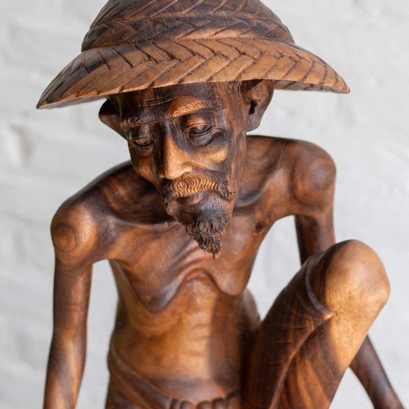escultura madeira suar pescador bali indonesia cultura peixe historias artesanato decoracao homem realista decoracao loja artesintonia 02