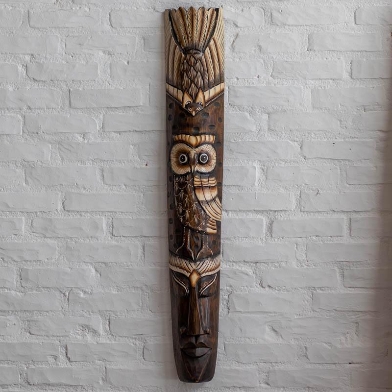 mascara coruja areia jateada decoracao paredes bali madeira wood mask owl decorative wall artesintonia 1