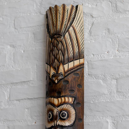 mascara coruja areia jateada decoracao paredes bali madeira wood mask owl decorative wall artesintonia 3