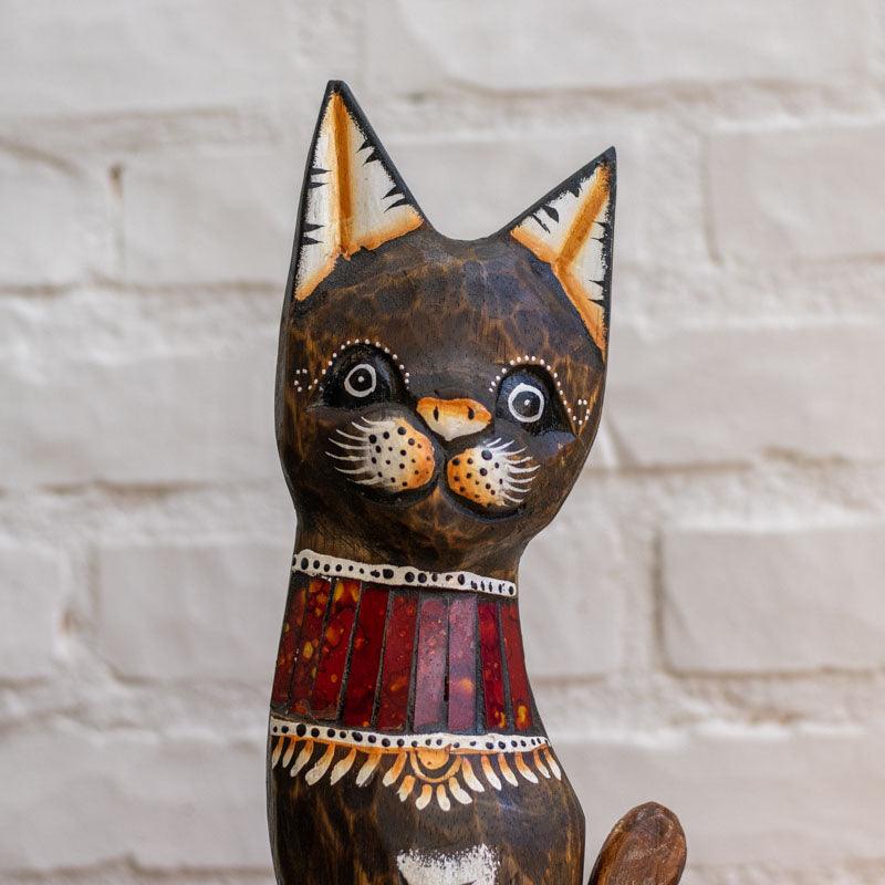 OK32 New trio gatos madeira bali decoracao artesintonia mosaico handicraft wood arts 3