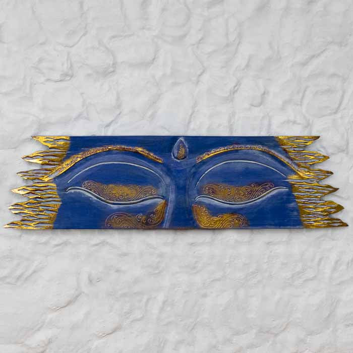 Painel Olhos de Buda em madeira artesanal feito à mão em Bali. 