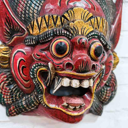 máscara de rímel barong oração balinesa protetor indonésia decoração parede paredes decoração objetos artesanais entalhados na madeira artesintonia 4