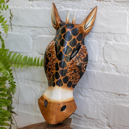 mascara cabeca girafa bali indonesia madeira entalhada decor parede artesintonia 1