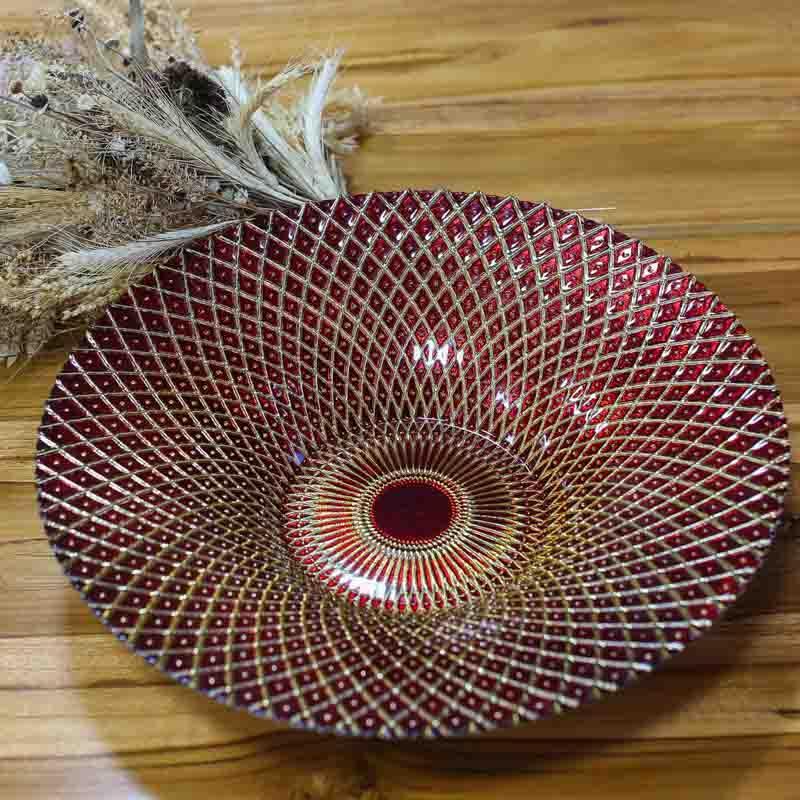 prato decorativo turco fruteira vidro turquia turca artesanatos decorativos bandeja mandala decoracoes casa home cozinha sala de estar artesintonia vermelho
