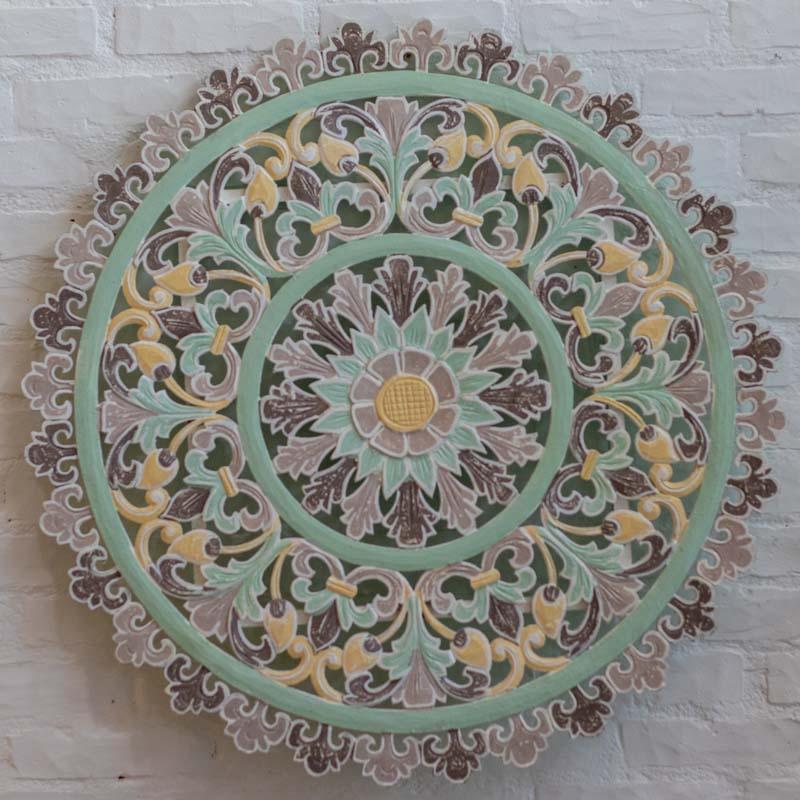 mandala antik pastel decoracao paredes balinesa indonesia objetos decorativos wall decoration carved