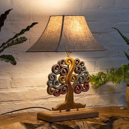 abajur decorativo madeira suar arvore vida luminaria artesanato bali decorative wood lampshade 01