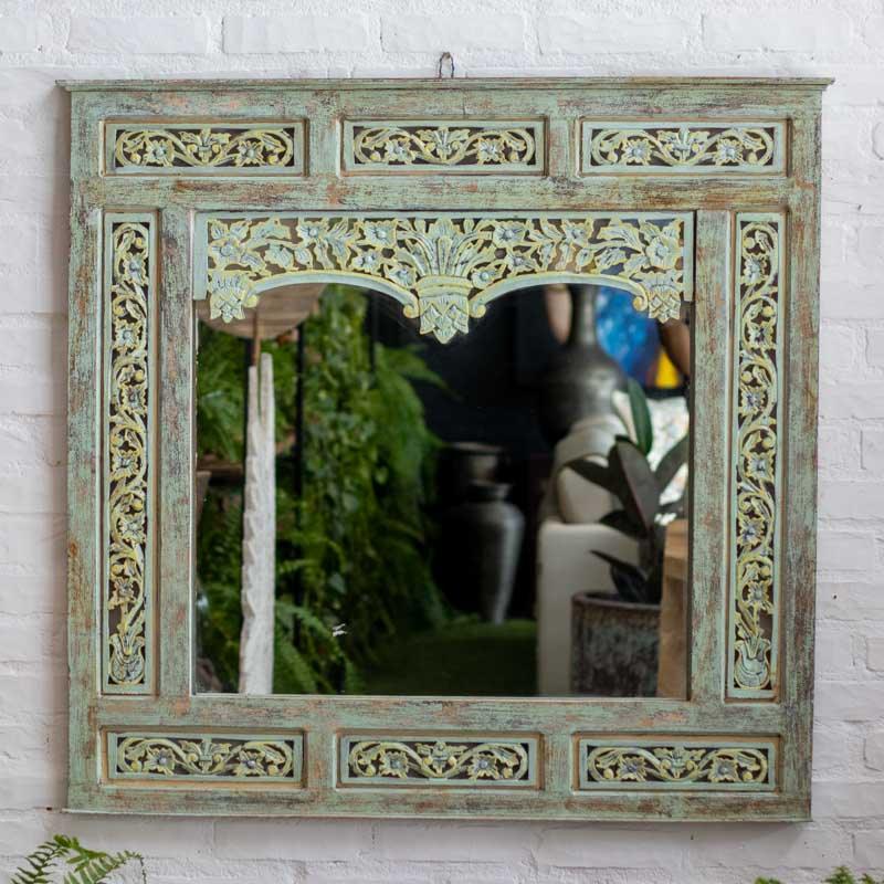 espelho moldura boho decoração artesanato madeira indonésia bali mirror frame wood loja artesintonia comprar