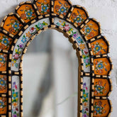Espelho etnico peruano artesanal vidro decoração parede floral vintage cultura peru espelho decorativo 04