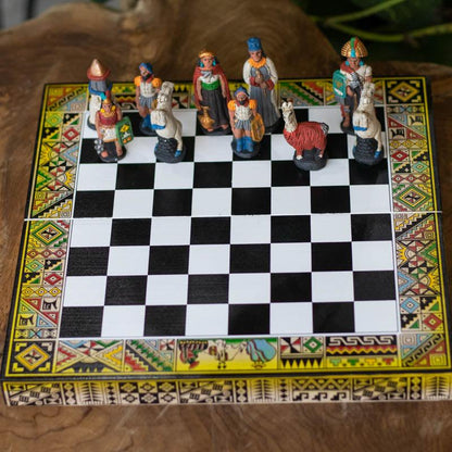 jogo xadrez ceramica madeira peru inca etnico tabuleiro pecas artesintonia play chess 05