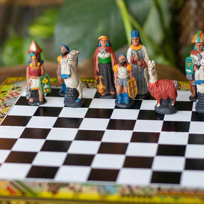 jogo xadrez ceramica madeira peru inca etnico tabuleiro pecas artesintonia play chess 06