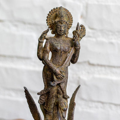 deusa hindu saraswati artes musica sabedoria benevolencia cisne bali bronze escultura indonesia altar estudos mulher feminino sagrado loja artesintonia 02