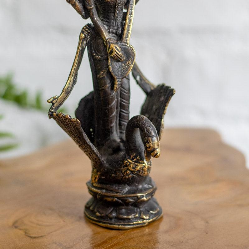 deusa hindu saraswati artes musica sabedoria benevolencia cisne bali bronze escultura indonesia altar estudos mulher feminino sagrado loja artesintonia 04