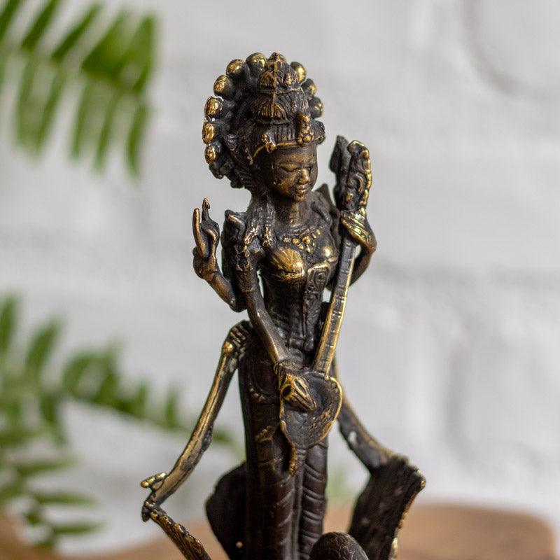 deusa hindu saraswati artes musica sabedoria benevolencia cisne bali bronze escultura indonesia altar estudos mulher feminino sagrado loja artesintonia 02