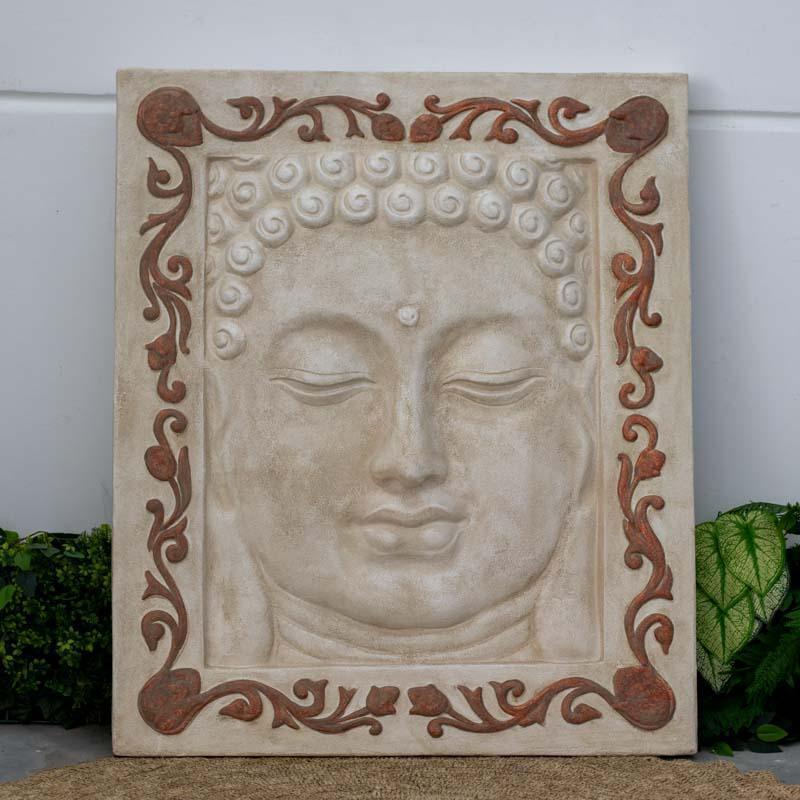 painel tela face buda fibrocimento jardim decoracao bali arte indonesia zen meditacao budismo design interiores feng shui artesanato comprar loja artesintonia 