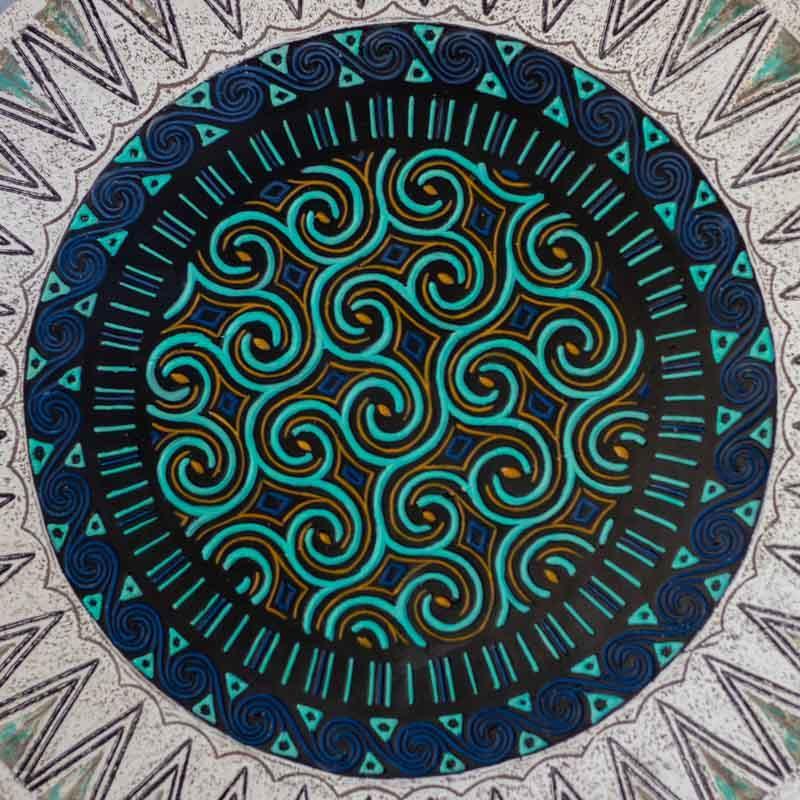 Mandala de parede monumental com 1 metro de diâmetro, peça exclusiva de decoração étnica indonésia.