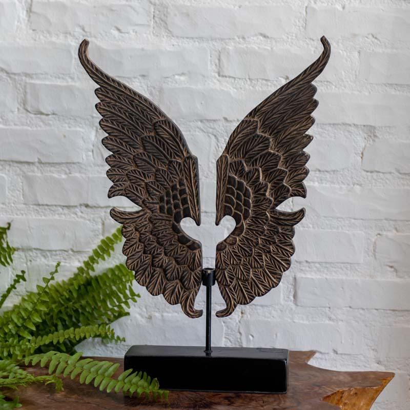 escultura decorativa asas madeira entalhada artesanal bali indonesia significado amor liberdade loja artesintonia 01