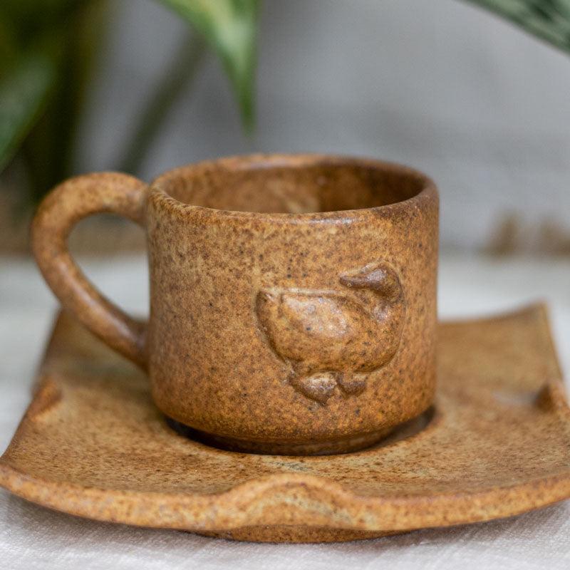 Xicara pires conjunto ceramica artesanato bali indonesia pato simbolo cultura servir cafe mesa posta loja artesintonia 03