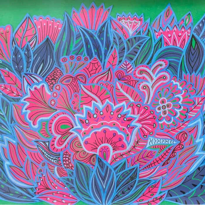 Quadro decorativo modelo Lótus Verde sustentável com flores artesanais. 