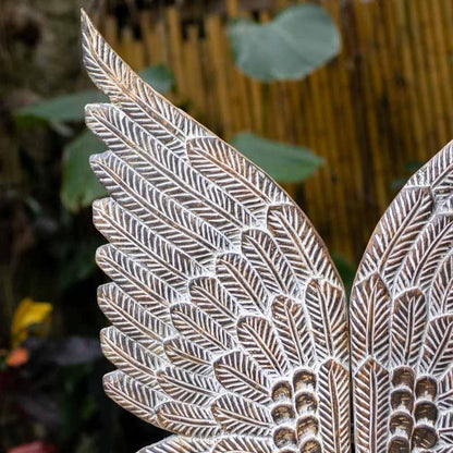 esculturas par de asas decoração decorativas entalhadas madeira timor tribais objetos tribais etnicos etnicas indonésia madeira esculpida base metal 3