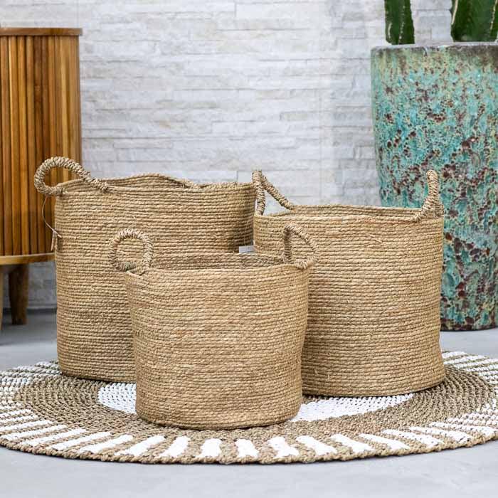Cesto Khuong decorativo artesanal em fibra natural do Vietnã.  