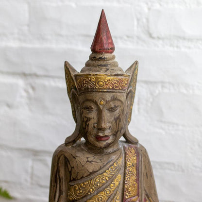 Escultura Buda Thai em Madeira - Arte &amp; Sintonia 2024, Bali - WAR, Bali24, Budas / Monges, entalhada, Indonésia / Bali, Madeira, Madeira Outras