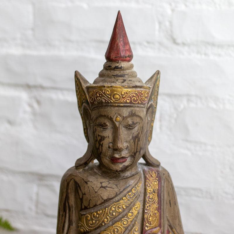Escultura Buda Thai em Madeira - Arte &amp; Sintonia 2024, Bali - WAR, Bali24, Budas / Monges, entalhada, Indonésia / Bali, Madeira, Madeira Outras 