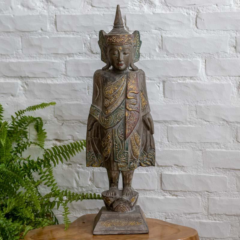 escultura buda thai madeira bali indonesia decoracao zen espiritual evolucao mudras posturas altar meditacao 01