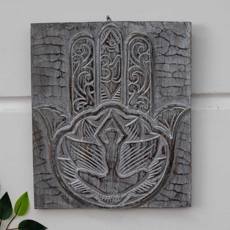 painel madeira entalhado mao hamsa fatima yoga meditacao serenidade templo altar zen terapia decoracao espaco loja artesintonia 01 