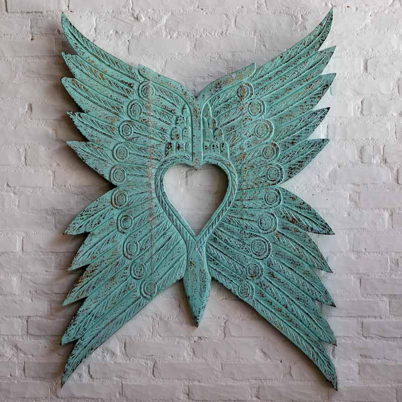 asas madeira entalhada pintura artesanato borneo tradicao coracao voar liberdade decoracao loja artesintonia 01 