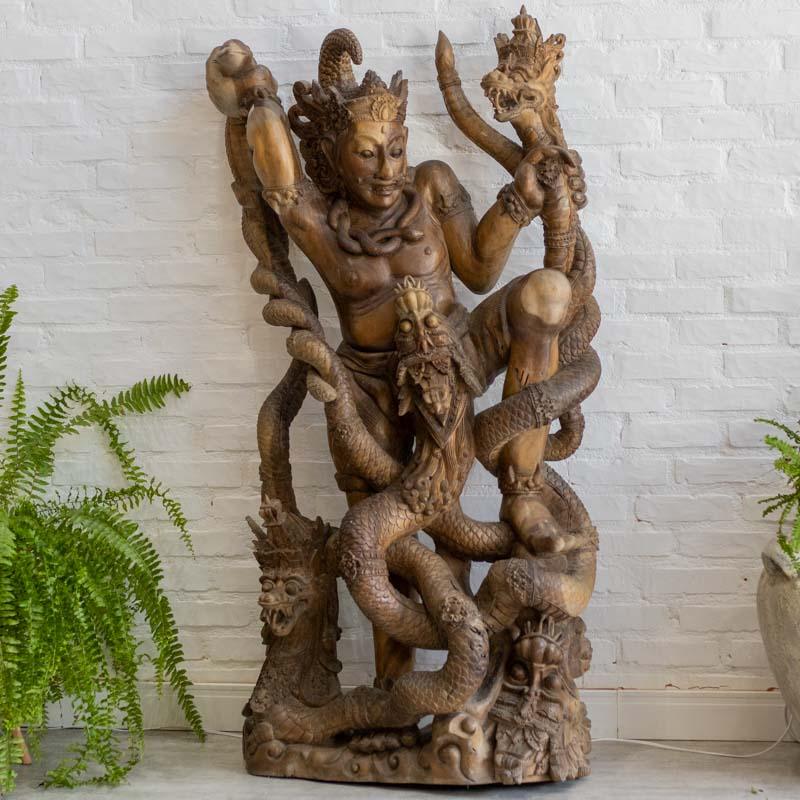 escultura madeira bhima bali india indonesia artesanal entalhada mahabharata loja 01