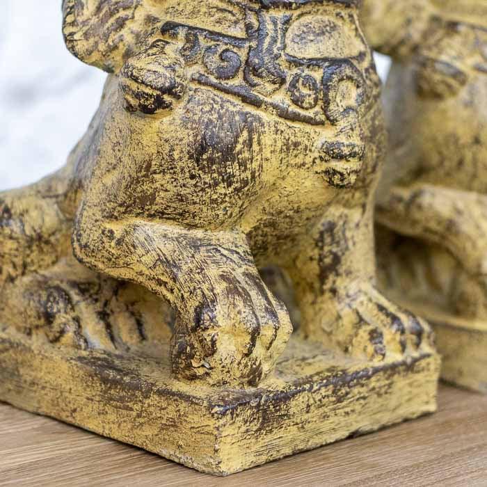 Escultura guardiões fu budistas para proteção do lar em fibrocimento.