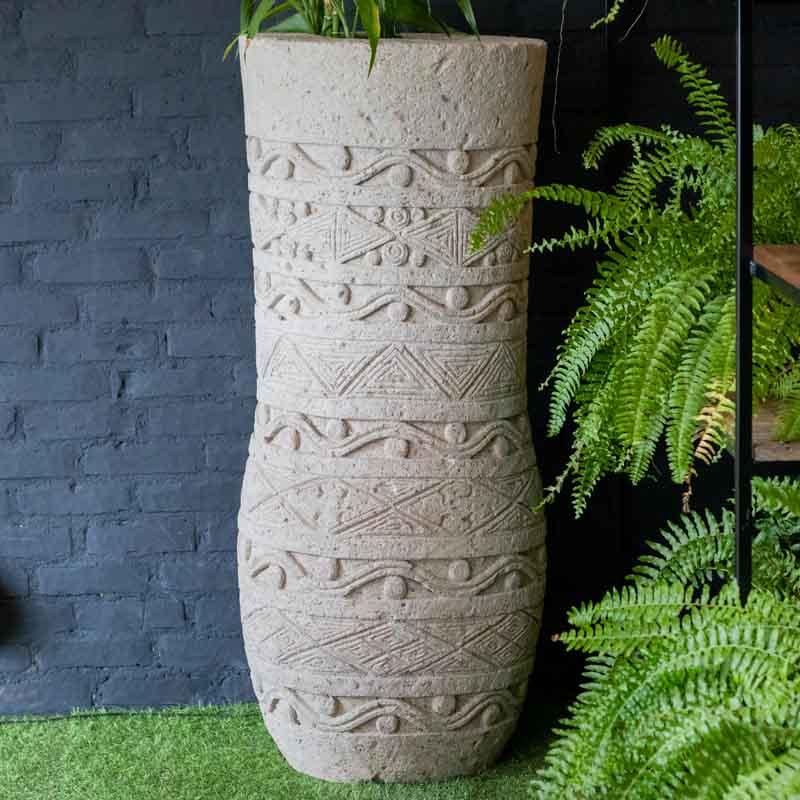 vaso esculpido jardim zen garden entalhe cimento home decor decoração decorativo decoration bali balines balinesa indonesia artesão artesanato arte art