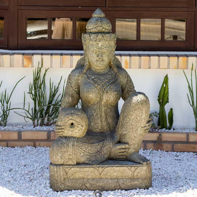 dewi deusa escultura fonte decorativa decor decoração decoration garden jardim bali balinês indonésia handmade cimento river stone shakti pedra vulcânica
